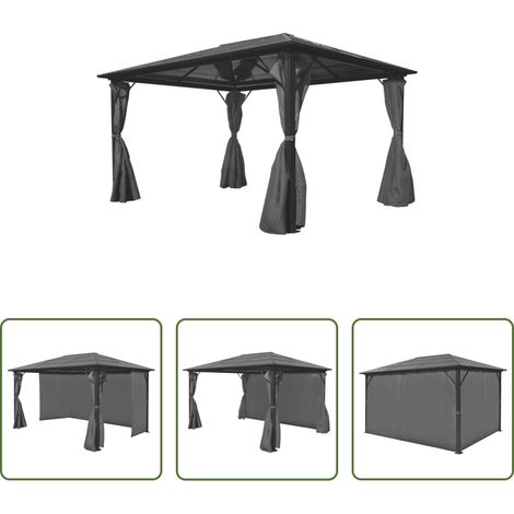 Auvent -  Chapiteau avec rideau Anthracite Aluminium 400 x 300 cm (1/5)