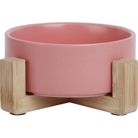 Gamelle céramique sur Support Bambou 1800 ML Rose