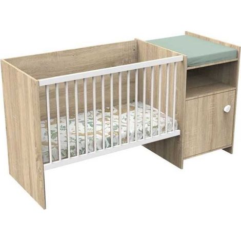 Baby-price Kombi-Kinderbett aus Holz mit goldenem Eiche-Dekor 120x60 cm (1/3)