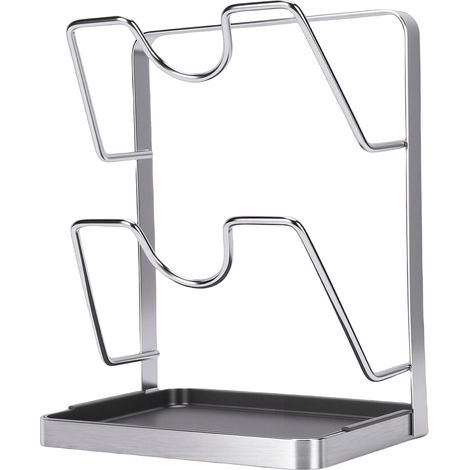 Porte-couvercles sur comptoir acier inoxydable organisateur planches à découper étagère couvercles casseroles poêles cuisine 2 niveaux (1/5)
