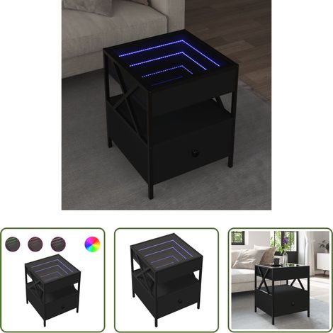 Table basse LED - Table basse avec LED Infinity noir 40x40x51 cm (1/5)