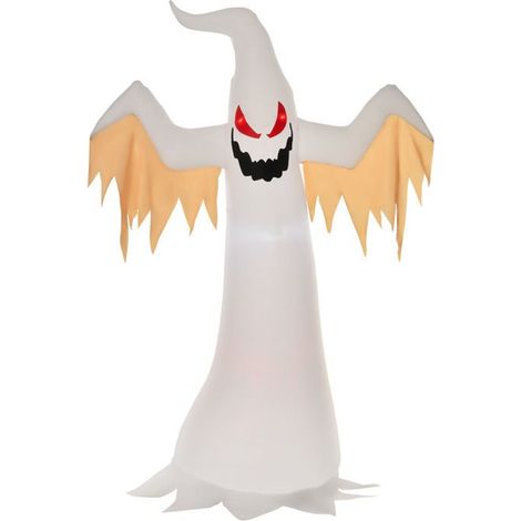 YWJ Fantôme gonflable d'Halloween 2,4 m Décoration avec LED IP44 Auto-gonflant en polyester Blanc + Rouge 150 x 80 x 240 cm (1/5)