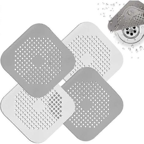 Grille de caniveau carrée en silicone avec ventouse pour douche, idéale pour la salle de bain. (1/5)
