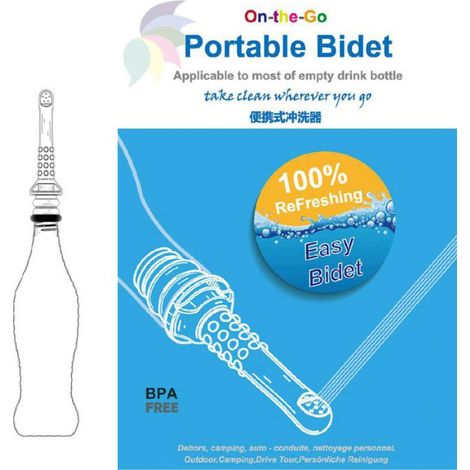Bidet Portable - Tuyau De Douche 10 Cm - Compatible Toutes Bouteilles Plastique - Pour Toilette Voyage Personnes Agees - Lot De 3 (1/5)
