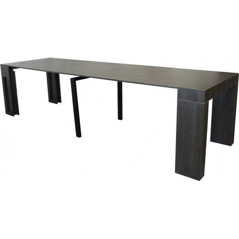 Tavolo consolle allungabile salvaspazio in mdf con struttura in metallo 90x45/300xH75 cm Napoca -  Antracite