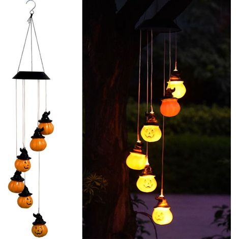 Lanterne solaire LED spirale Halloween Citrouille, guirlande lumineuse extérieure étanche pour jardin patio terrasse (1/5)