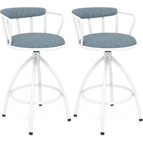 Confort d'Assise au Quotidien Chaises Hautes de Bar Bleues Lot de 2 Sièges Pivotants 360° avec Dossier Incurvé et Structure Métal (1/5)