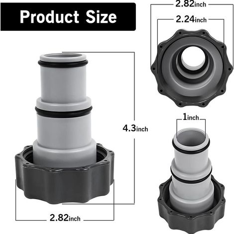 Adaptateur de pompe de filtration pour accessoires de piscine Intex, compatible avec les tuyaux de 1,25 pouce à 1,5 pouce.
