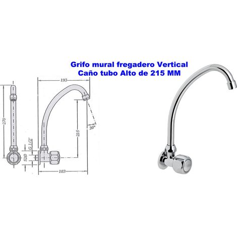 Rubinetto lavabo verticale a parete alto 22 cm GENEBRE 68083 114566
