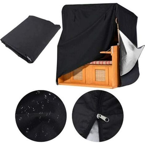 Housses de Meubles Housse de Plage Housse de Chaise - Couverture de Protection Deluxe for la Plage Panier poussière et étanche Housses pour mobilier de Jardin ( Black, 130X100X170cm) (1/4)
