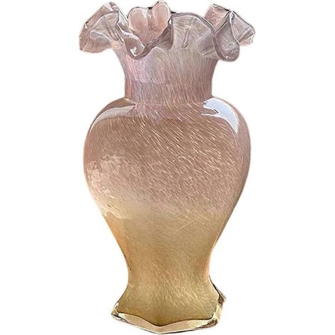 Vase à fleurs en verre rose, laqué style milieu du siècle, décor orchidée, ornement décoratif pour salon (1/5)