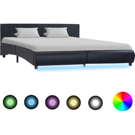 Cadre de lit avec LED sans matelas noir 160x200 cm vidaXL (1/5)