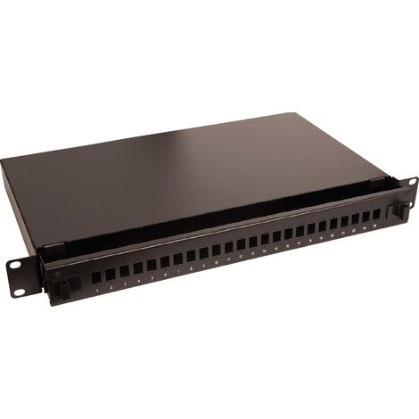 Panel de fibra óptica Lanview de 19" y 1U con 24 puertos para conectores SC simplex/LC dúplex, LVO231544