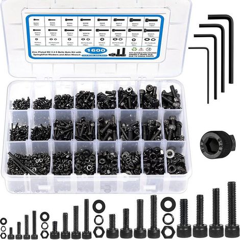 Boulon - Ecrou - Rondelle - Acier Au Carbone - Pour Bricolage Et Maintenance - 1600 Pièces (1/4)