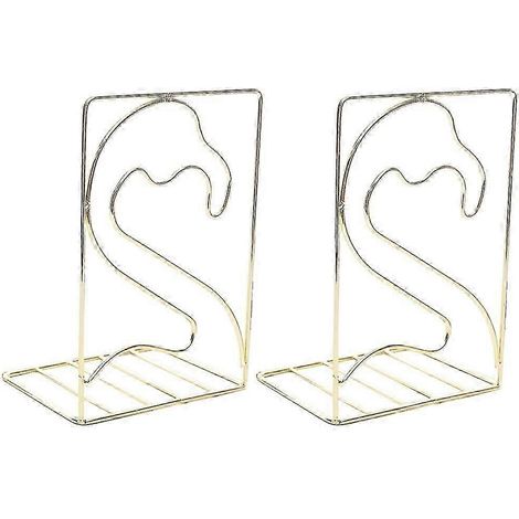 Porte-livres en fer doré en forme de flamant rose, organisateur de bureau pour livres et magazines, 39,4 x 14 x 24,1 cm (1/5)