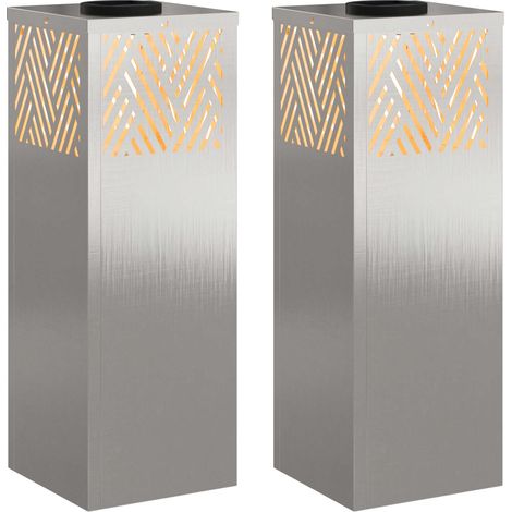Luz de camino LED solar 2 pcs Plateado Acero inoxidable vidaXL