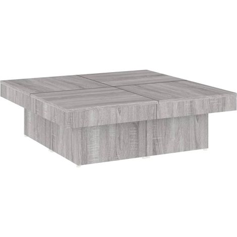 Mesa de centro en 4 partes separadas 90 x 90 x 28 cm madera de ingeniería gris DEC040167