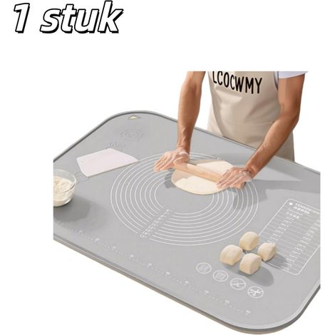 Tapis de cuisson en silicone avec bords surélevés et raclette intégrée dimensions 70 x 50 cm pour préparation de gâteaux pains biscuits pizzas et pâtes couleur bleue (1/5)