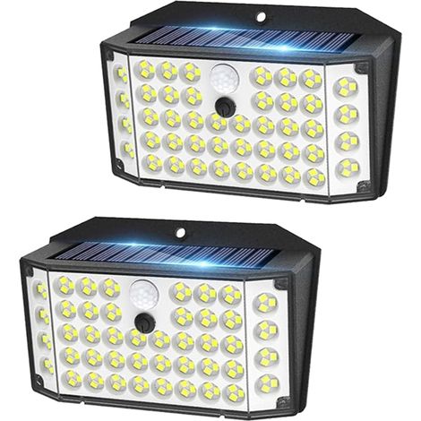 lumière extérieure solaire IP65 étanche capteur de mouvement 132LED 3 Modes d'éclairage pour cour Patio couloir 2 pièces (1/5)