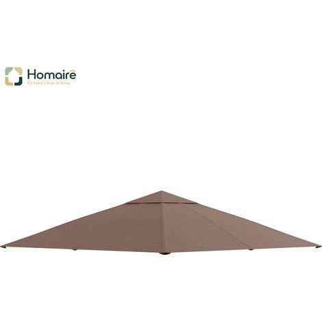 HOMAIRE Ersatzdach Pavillon 2,93x2,93m Pavillonabdeckung Sonnenschutz Polyester Kaffee Garten Terrasse