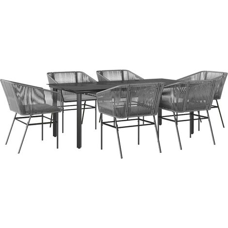 Maison Exclusive - Juego comedor jardín 7 pzas cojines ratán sint (1/5)