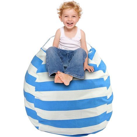Rangement peluche, rangement chambre d\'enfant, housses de pouf, sac de rangement, pouf, coussin de siège, enfant doux, polyvalent et confortable, rangement 23 pouces (bleu)- (1/5)