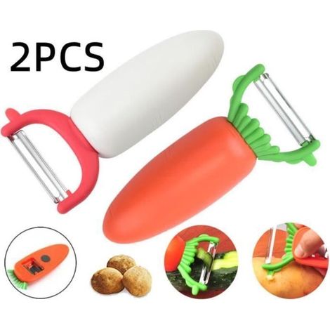 Éplucheur multifonctionnel - MARQUE - Modèle - Acier inoxydable - Design ergonomique - Couleur blanc/rouge (1/4)