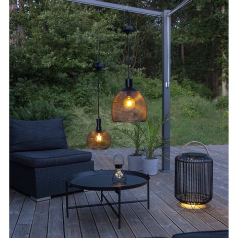LED Solar 2er Set SUNLIGHT Hängeleuchten mit Dämmerungssensor schwarz (1/5)