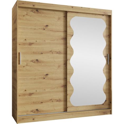 Armario Hartford 578, Roble Artisan, 200x180x62cm, Puertas de armario: Correderas, Número de estantes: 5
