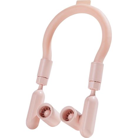 Ventilateur tour de cou pliable (rose), idéal pour la salle de sport et les trajets quotidiens - Rechargeable par USB - Sans pales (1/5)
