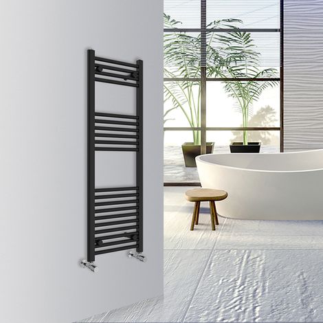 Warmehaus Straight Bathroom Heated Towel Rail Warmer Radiator Central Heating 1200x400mm Black (1/5)