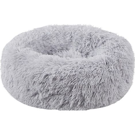 Grand lit pour Chien et Chat, Lit Ronde en Forme de Beignet, Confortable et Moelleux Panier pour Chien (60CM, Gris Clair) (1/5)