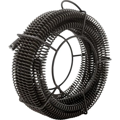 Kit de spirale de nettoyage de tuyaux, 45,9 ft (4 x 11,48 ft), ressorts en acier au manganèse, 22 mm de diamètre, pour tubes de 1,97 à 7,87 pouces, avec support de rangement et accessoires, gris