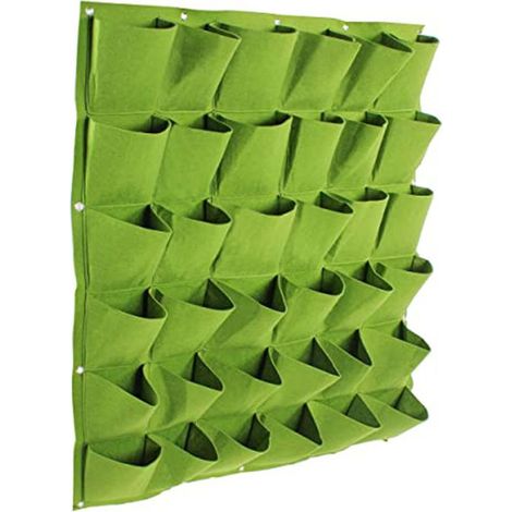 Sacs de plantation, jardinière murale suspendue à 36 poches, sacs de culture verticale en feutre pour jardins suspendus, pour balcon, terrasse, vert