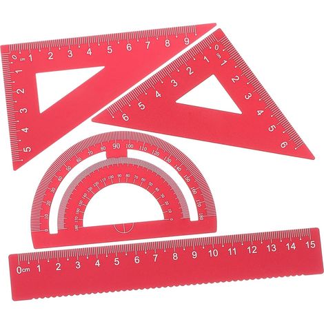 Ensemble de 4 règles en métal rouge aluminium pour bureau (1/5)