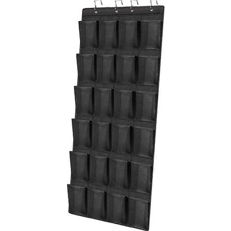 Schuhorganizer mit 24 großen Netztaschen zum Aufhängen über der Tür und Türhaken-Black B (1/5)