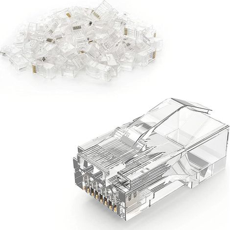 Lot de 100 connecteurs RJ45 CAT6, embouts RJ45 Cat6 8P8C UTP pour câbles multibrins CAT5, CAT5E et CAT6. (1/5)