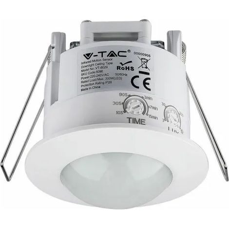 Détecteur De Présence Orientable Ip44 Noir D:12m 180° Lux:10-2000