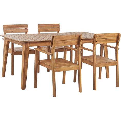 Garden Dining Set 4 Seater FORNELLI Acacia Wood Brown