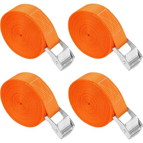 Sangles d'arrimage 6m, 4 pièces avec boucle à cliquet, sangles d'arrimage pour le transport et la sécurisation de la charge