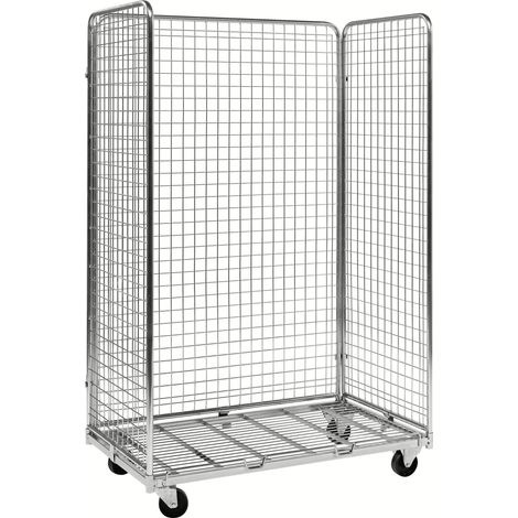 Kongamek Gitterwagen 1150x665x1790mm verzinkt mit Gitterboden, 3 Gitterwänden und Bremse