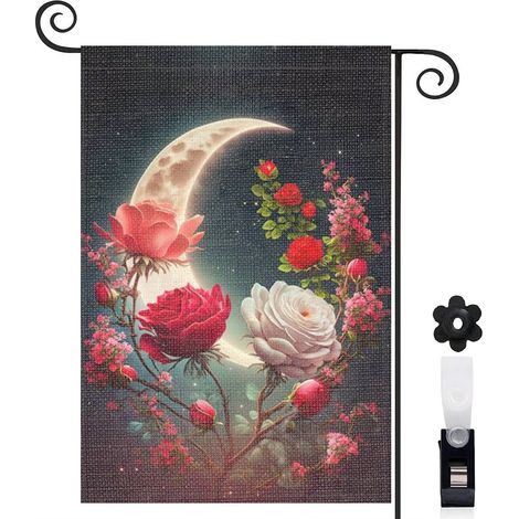 Drapeau de jardin Bienvenue en lin lavable 30 x 45 cm résistant aux intempéries décoration saisonnière pour jardin (1/5)