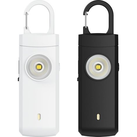 Alarme personnelle - Lot de 2 - Son puissant de 130 dB et flash lumineux - Alarme de sécurité personnelle - Porte-clés d'autodéfense - Protection personnelle - Signal d'urgence - Alarme pour seniors - (1/4)
