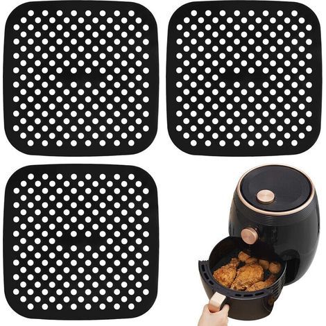 3 Pièces Tapis Silicone Air Fryer, 8,5in Tapis pour Friteuse à Air Silicone , Tapis en Silicones Réutilisables Airs Fryer Liner pour la Cuisson (1/5)