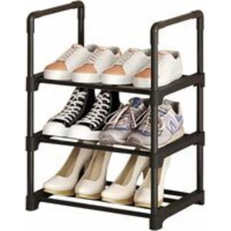 Kleiner Schuhschrank, kleiner 3-stöckiger Schuhschrank aus Metall, schmale Schuhregale für kleine Räume, solide Schuhregale für Schrank, Flur, Diele und Flur (1/4)