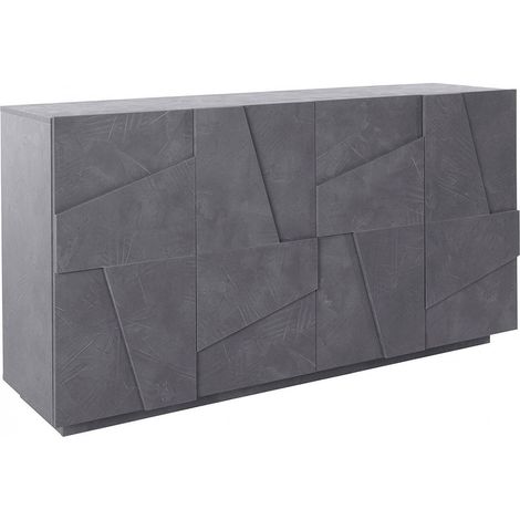 Dmora Credenza moderna a 4 ante, Made in Italy, Madia da cucina, Buffet di design da soggiorno, cm 162x44h86, colore Grigio Cenere, con imballo rinforzato (1/5)