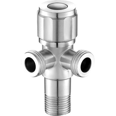 Robinet d'angle à double raccordement, inverseur 3 voies, adaptateur de douche en acier inoxydable avec cache décoratif, filetage 4 points, G1/2 (1/4)