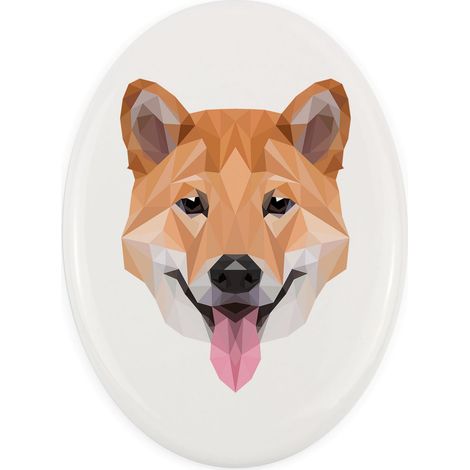 Shiba Inu - un piatto con una foto e un'iscrizione geometrica di Art-Dog (1/4)