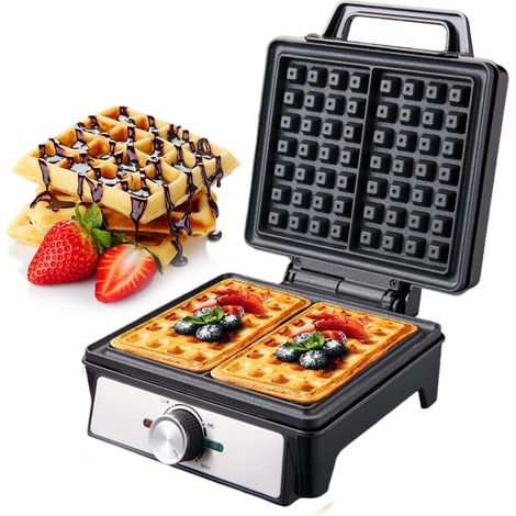 Schwarzes Waffeleisen, Edelstahl – 2 Waffeln