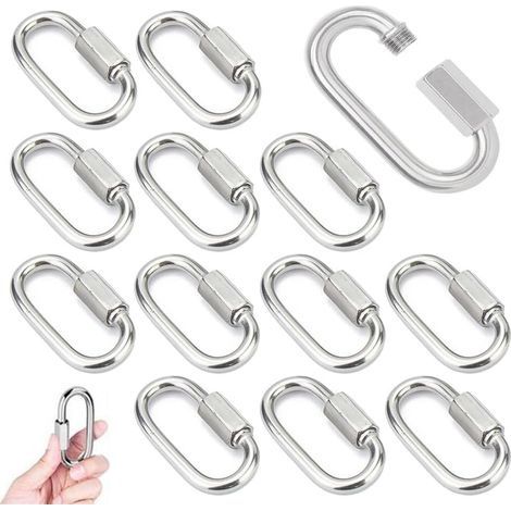 14 Pièces Mousqueton a Vis M4 Maillon Rapide en Acier Inoxydable 304 Mousqueton à Verrouillage avec Capuchon à Vis Mousqueton Fixe pour Connecter des Cordes Chaînes Gréement (1/5)